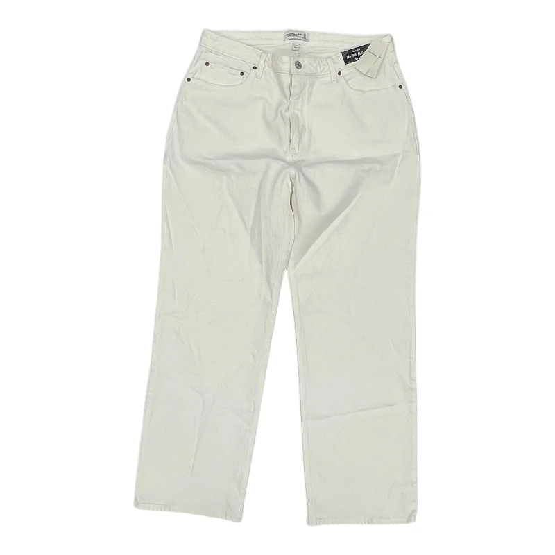 Men's Jeans with RipsJEANS BOYFRIEND by ABERCROMBIE AND FITCH In CREAM DENIM, Size: 16