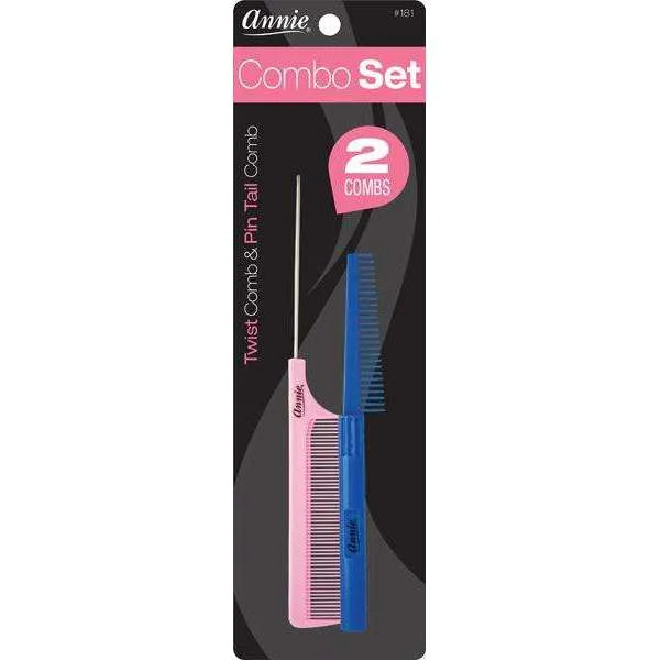 Annie 2pc comb set Twist Comb & Pin Tail Comb - Asst Color