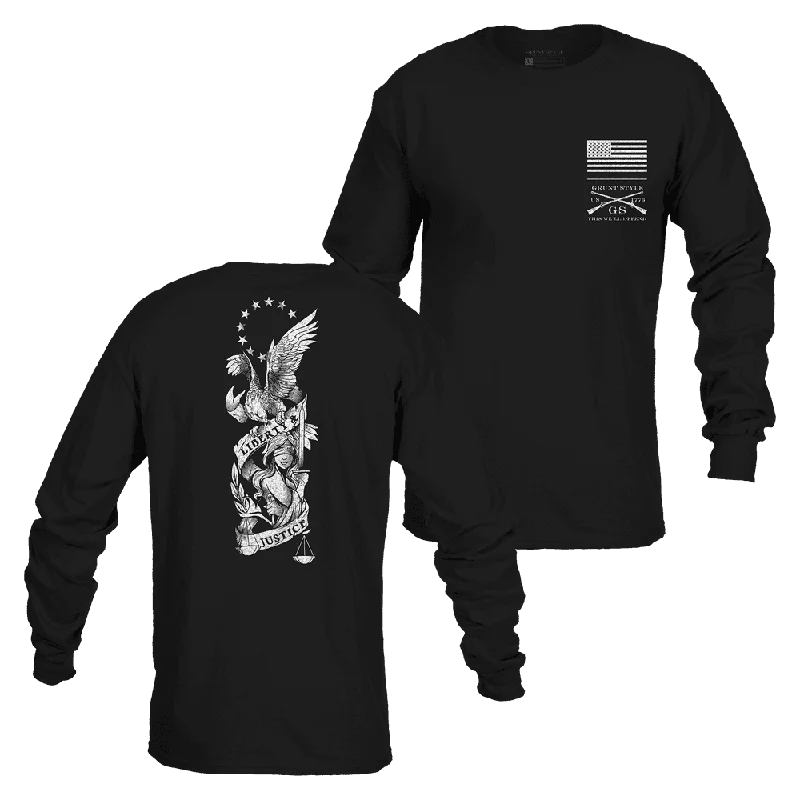 Men's Shirts with Appliquéd SleevesLiberty & Justice Long Sleeve - Black