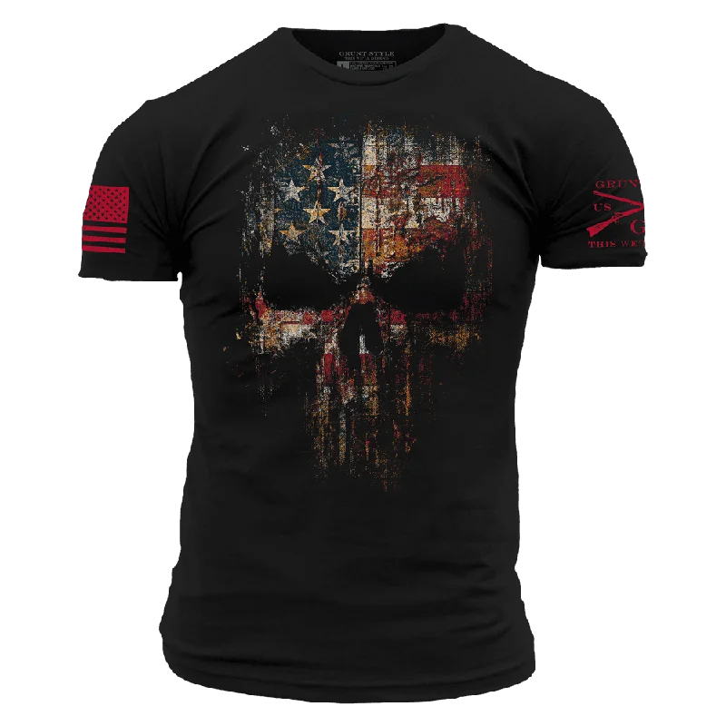 Patterned Men's Hawaiian ShirtsRed Blood American Reaper T-Shirt - Black