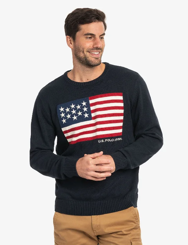 Men's Sweaters in Bright ColorsU.S. POLO ASSN. FLAG CREW NECK SWEATER