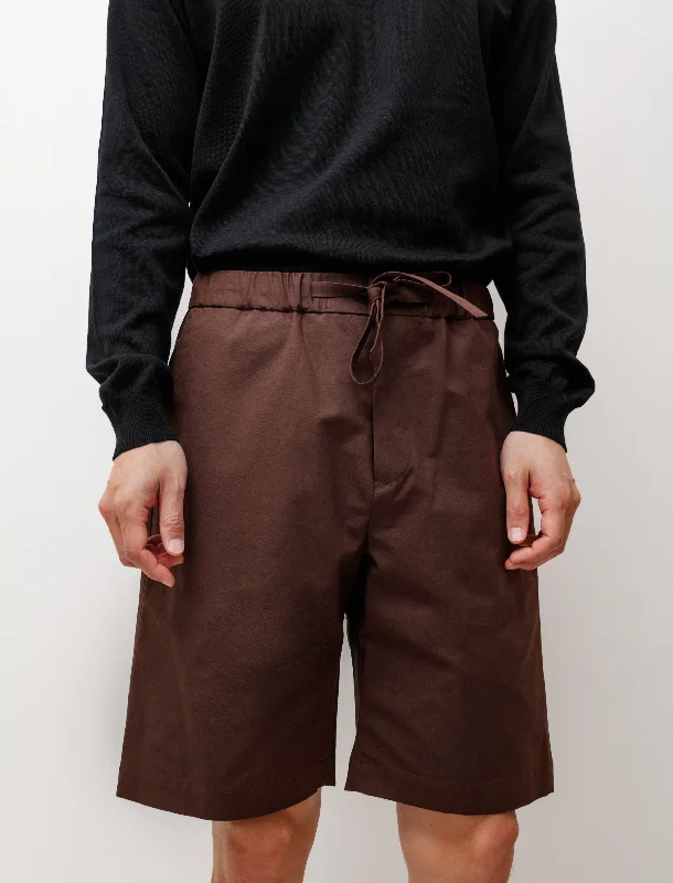 Men's Formal Trousers for BusinessOrganic Cotton Silk Nep Weather S/S Pyjama Shorts Chocolate