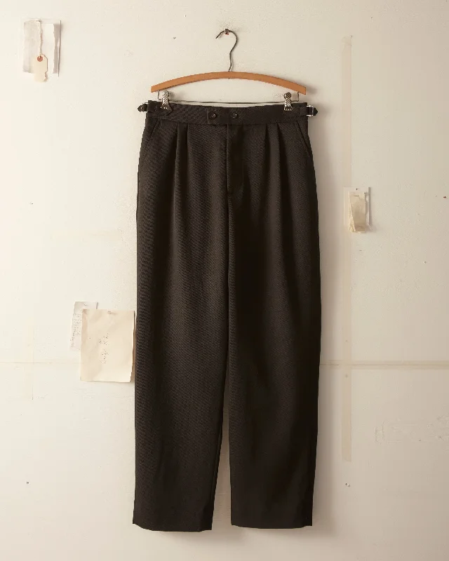 Men's Pants with Moisture-Wicking PropertiesTwill Double Button Trousers - Black