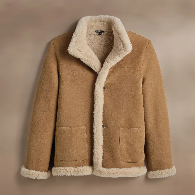Men's Coats for Big and TallShearling Car Coat - Caramel